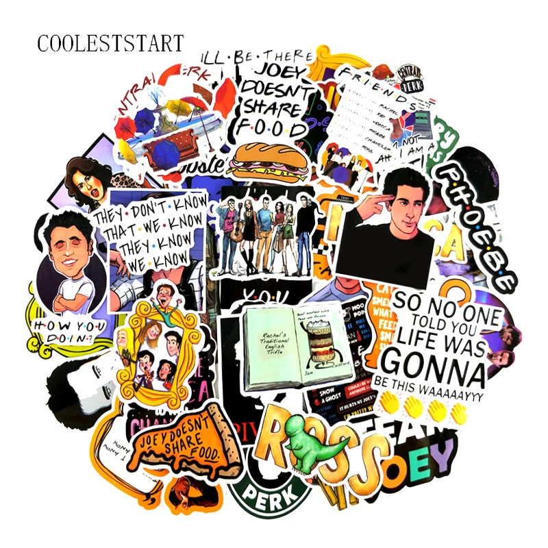 

64Pcs/pack Friends Stickers American TV show funny For Motorcycle Skateboard Hand-held Computer Funny Style Sticker