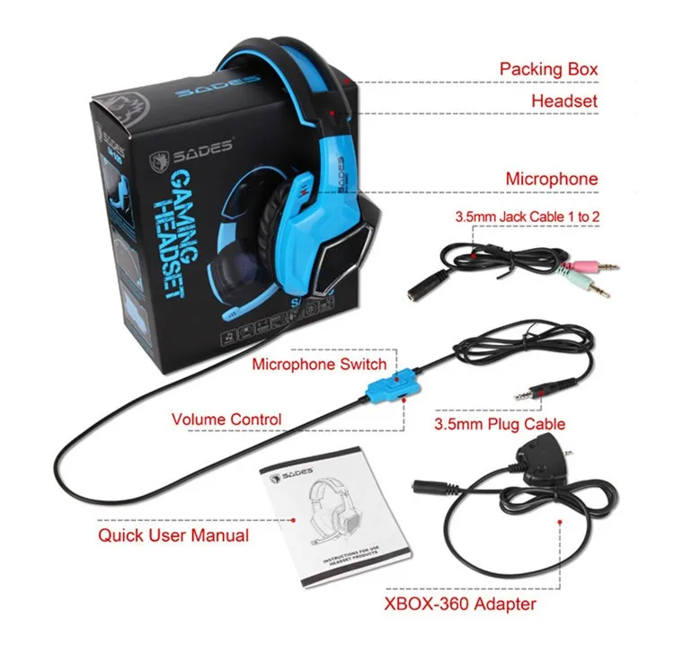 New Sades SA920 Stereo Gaming Headset for Laptop Tablet PS4 PC Gamer Mac XBOX 360 Cellphone Pro Game Headphones with Microphone (8)