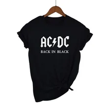 AC/DC Группа рок Харадзюку Футболка женская ACDC черная надпись печатные Графические футболки хип хоп Рэп музыка короткий рукав топы футболки