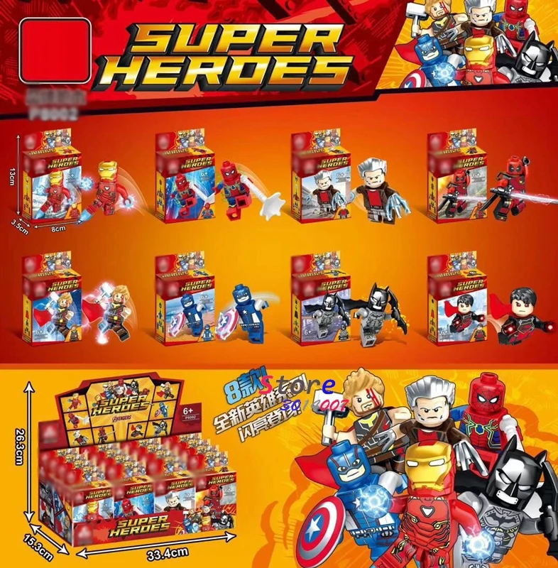 

1/Set Infinity War Figures Iron Man Spider-Man Wolverine Deadpool Thor Batman DLP8002 building blocks toys for children