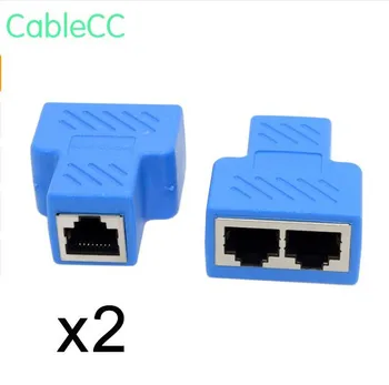 

2pcs/ STP UTP Cat6 RJ45 8P8C Plug To Dual RJ45 Splitter Network Ethernet Switcher Adapter