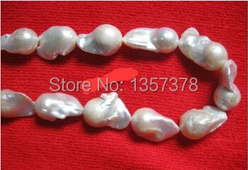 

free shipping 000443 REAL HUGE AAA SOUTH SEA WHITE BAROQUE PEARL NECKLACE 18