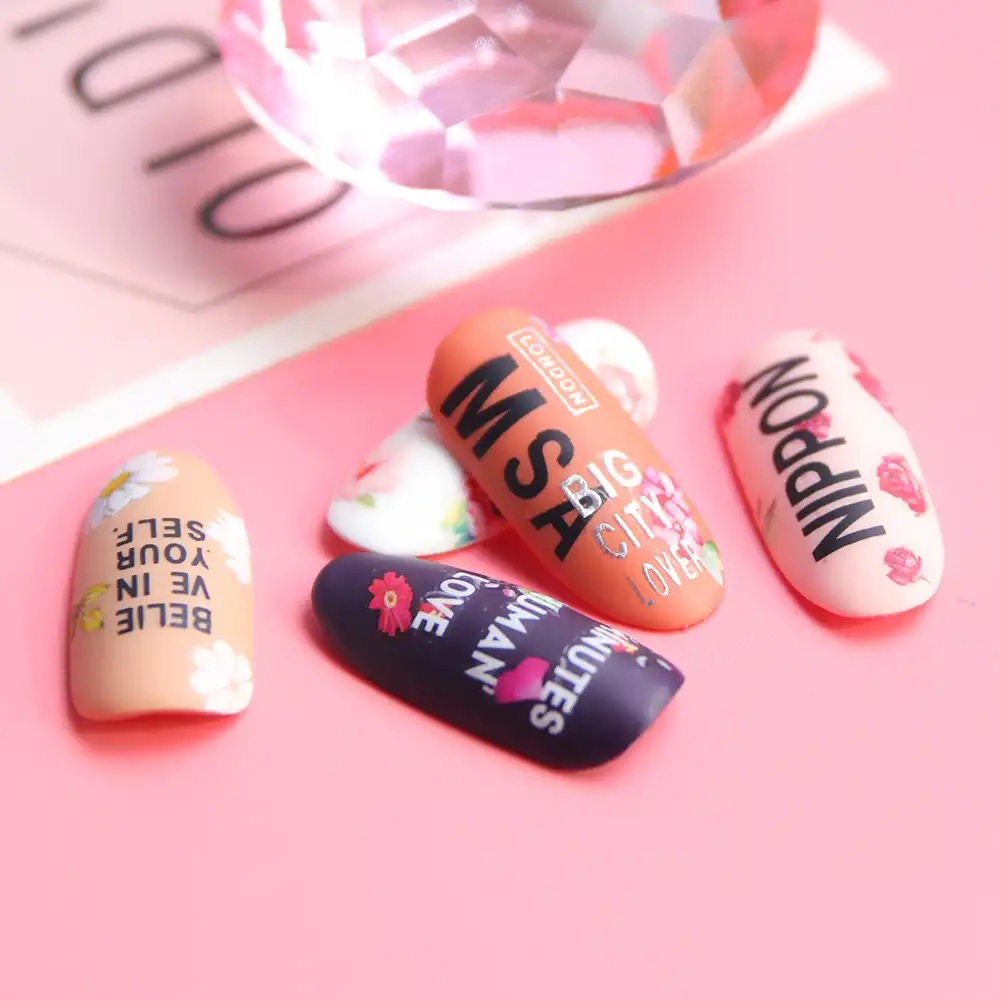 1pc Ici Bos Harfler Tirnak Sanat Cikartmalar 3d Siyah Beyaz Gumus