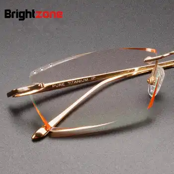 Exquisite Diamonds Cutting Craft Rimless Light Pure Titanium Oculos Glasses Male Myopia Complete Prescription Rx Glasses Frame - Category 🛒 Apparel Accessories