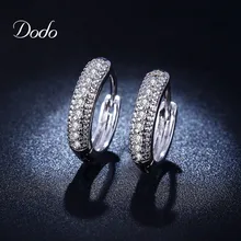 Vintage White Gold Plated Hoop Earrings for women crystal Inlay Zircon elegant Jewelry Wedding Engagement girls dress brinco E18