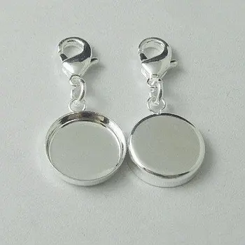 

hot sale! Pendant Blank/Pendant Settings with split rings and lobster clasps /pad inside diameter 16mm,ID:12205
