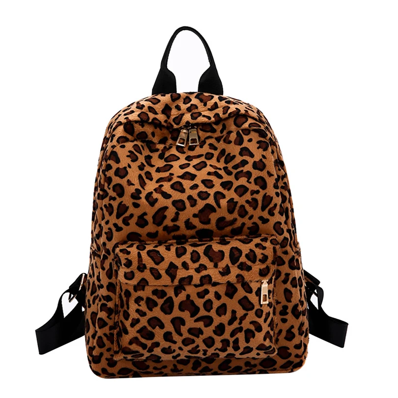 

AOTIAN Backpack Women girl Japan and Korean Leopard Plush Backpack travel Personalized Student Soft Backpack women 2019 New A30