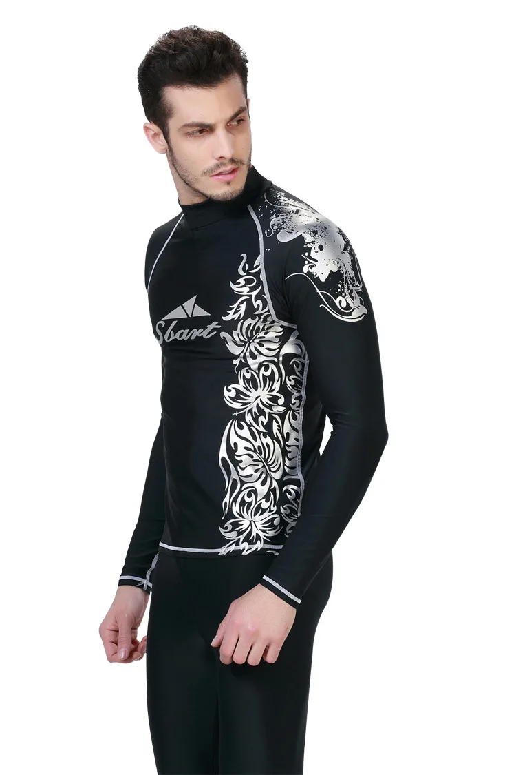 SBART Long Sleeve Patterned Rashguard Lycra Surfing Tops Swimsuit Rash