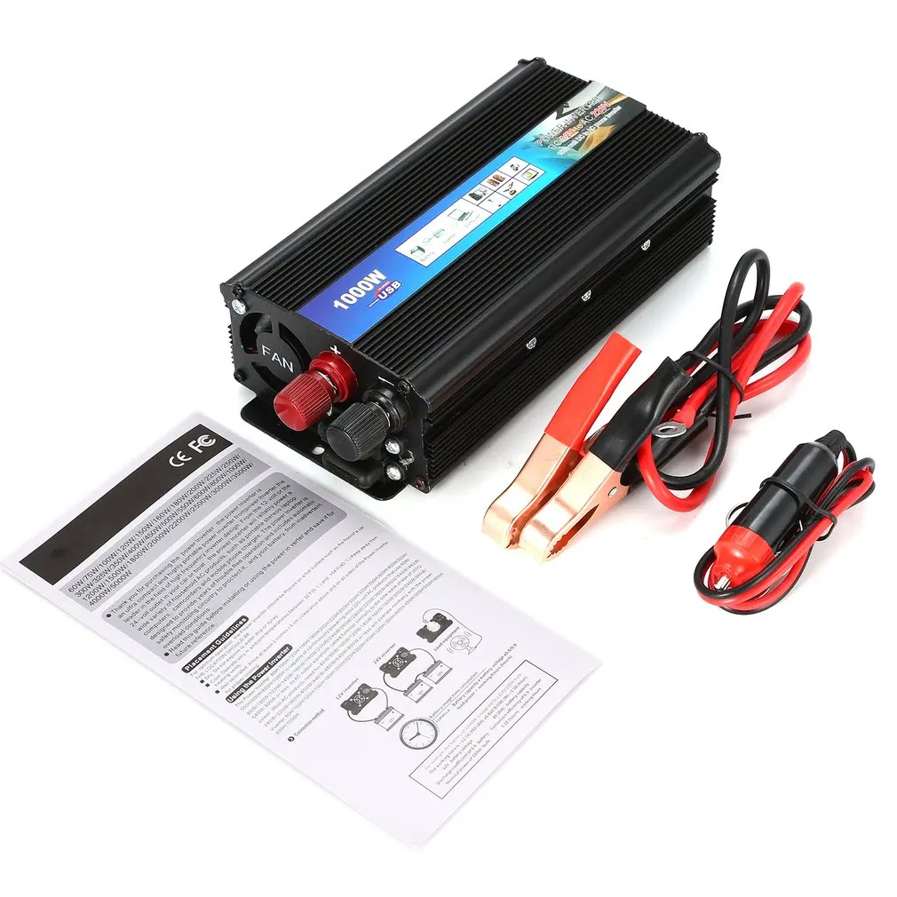 

1000W Household Power Inverter Voltage Transformer Power Inverter DC12V to AC 220V Converter Charger