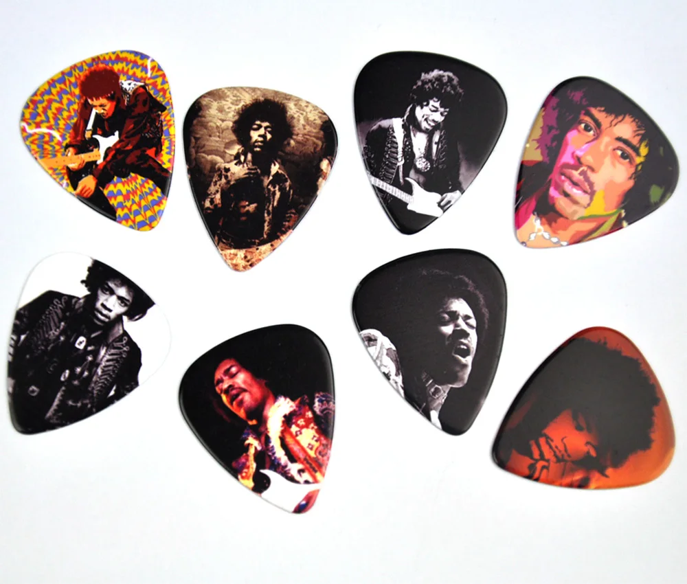 Lots of 8Pcs Jimi Hendrix 2 sides printing Guitar Picks Plectrum Medium