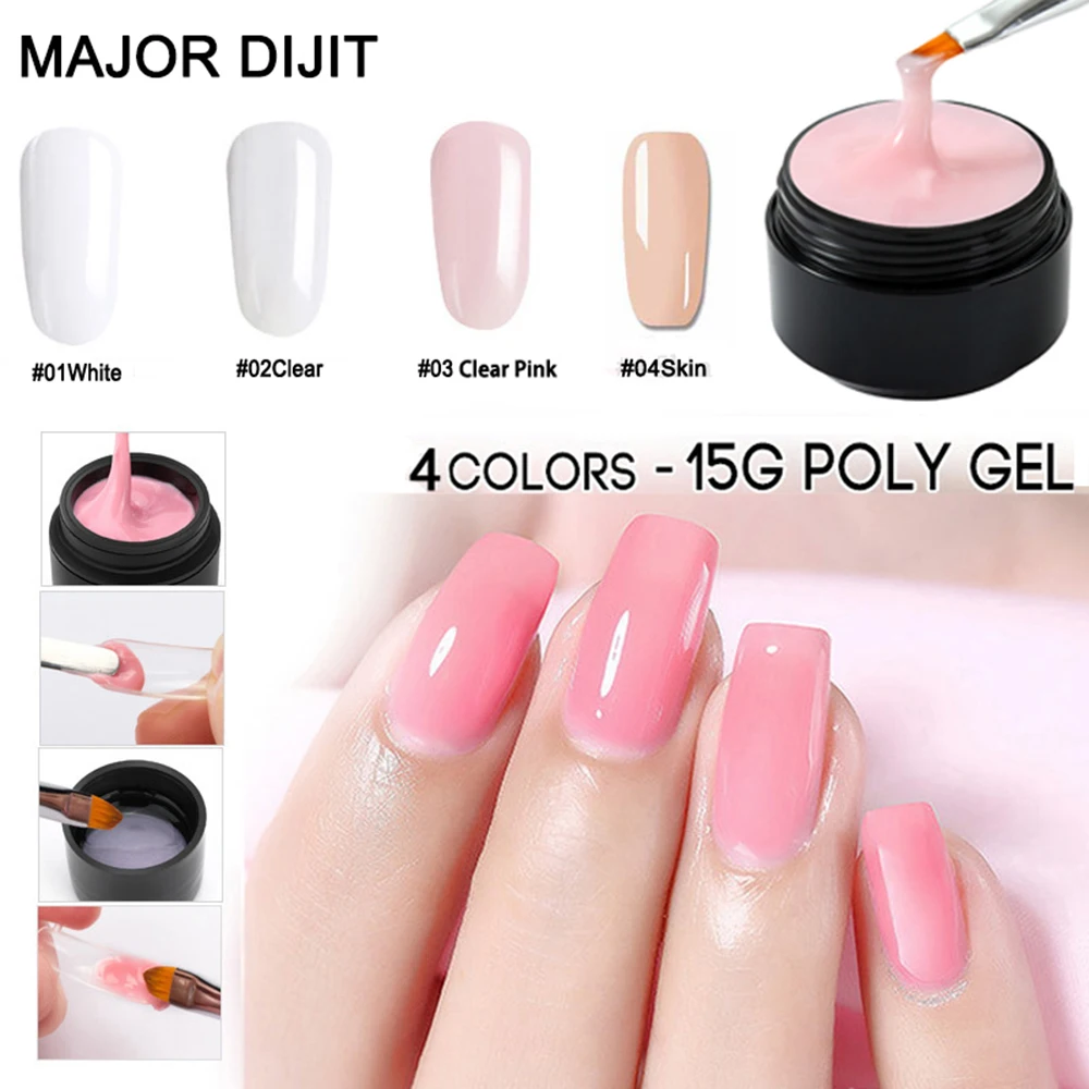 

Major Dijit 15ML Crystal Polygel UV Gel Camouflage Colors Fiber Glass Hard Jelly Quick Building Nail Extend Poly Gel Nail Art