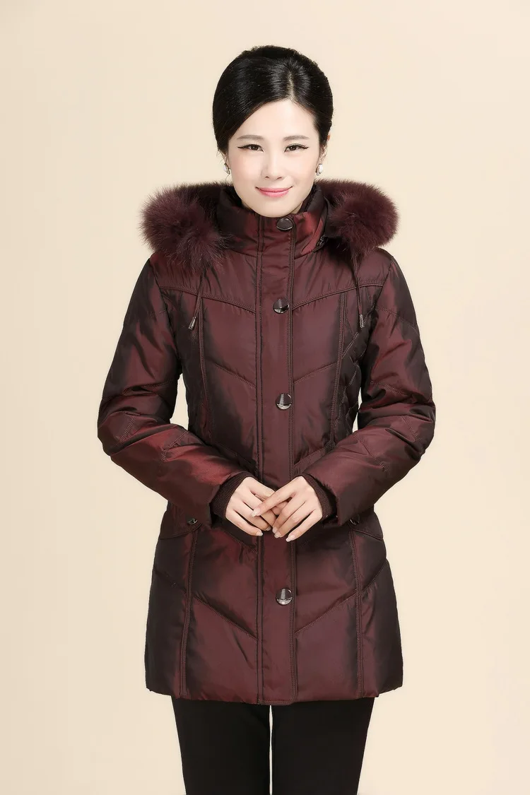 

Nice Winter Jacket Coat Women White Duck Down Parkas With Large Fox Fur Collar Hooded Thick Coat Outwear Plus Size 5XL CP1128