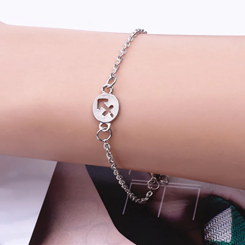 

2019 New Fashion Jewelry 12 Constellations Bracelet Alloy Bracelet Men Woman Silver Color Punk Zodiac Signs Bracelets Gifts