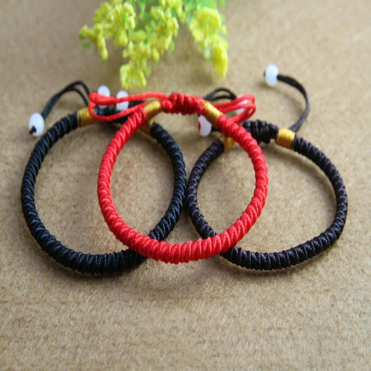 

Lover Lucky Charm Bracelets & Bangles For Women Men Handmade Knots Rope Bracelet Adjustable Black Red Colors