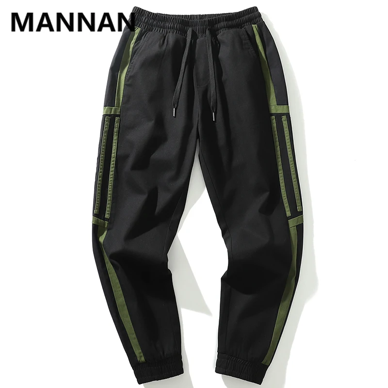 

MANNAN Men Sweatpants Joggers Trousers Side Striped Patchwork Vintage Hip Hop Streetwear Harajuku Kanye Man's Sweatpants 2019