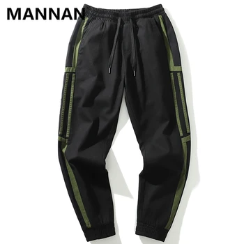 

MANNAN Men Sweatpants Joggers Trousers Side Striped Patchwork Vintage Hip Hop Streetwear Harajuku Kanye Man's Sweatpants 2019