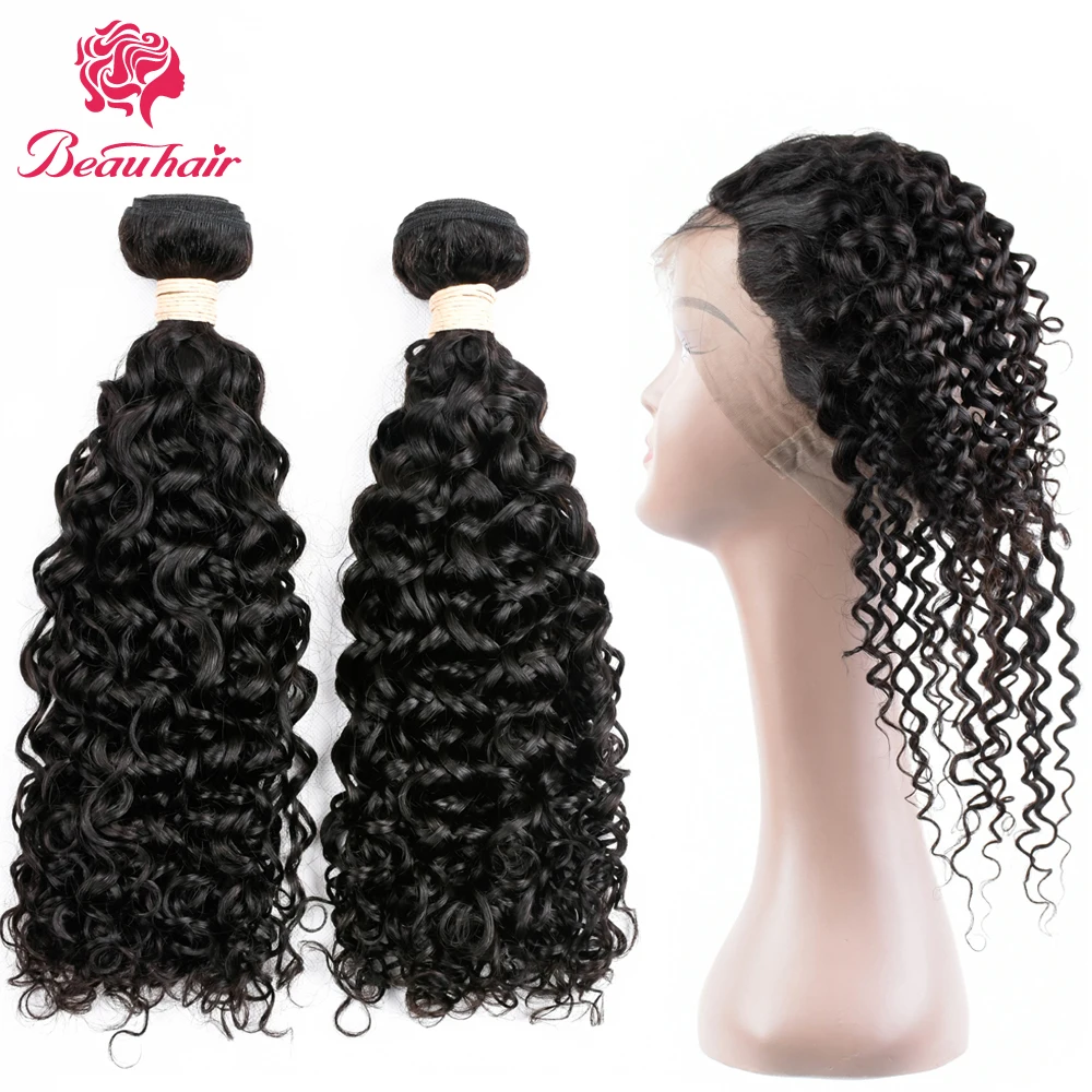 

BeauHair Peruvian Water Wave Hair with 360 Lace Frontal Human Hair 2/3 Bundles with Lace Closure Non Remy Hair extension