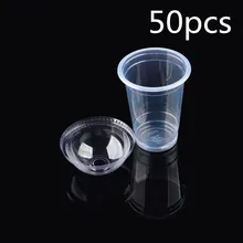 50/100/200/500 шт./лот прозрачные одноразовые Пластик Чай чашки Кофе чашки с крышками 450 мл для чая со льдом Кофе сок пузырь Боба смузи