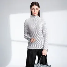 Новая футболка с 3D дизайном, плиссированная футболка MIYAKE, серебряная