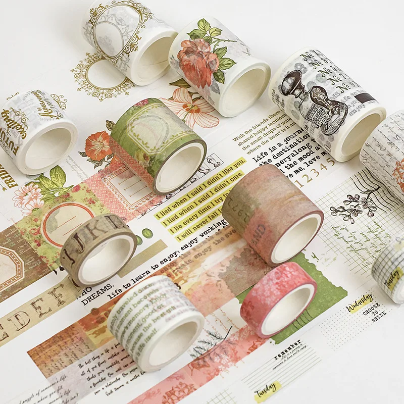 

Mohamm Flower String Decorative Vintage Floral Gold Masking Washi Tape Japanese Stationery Scrapbooking Office Supplies