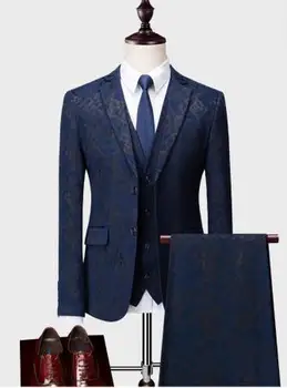 

Mens Notched Lapel 3 Piece Wedding Suit Fashion Slim Fit Formal Casual Groom Tuxedos Single Breasted Jacket Blazer Evening Prom