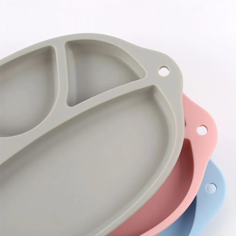 Анти-Горячая силиконовая детская обеденная тарелка леденцового цвета, противоскользящая детская миска для кормления, детская посуда, посуда