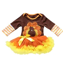 Newborn Baby Girl Romper Dress 1st Thanksgiving Turkey Romper Tutu Dress Ruffle Tutu Skirt Costume Outfits Baby Clothes 0-18M autumn thanksgiving fall winter baby girls brown orange turkey outfits polka dot pant clothes ruffle boutique match accessories