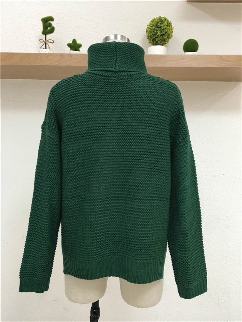 SINFEEL, вязаный свитер с высоким воротом большого размера, Женский Повседневный пуловер, Осень-зима, уличная одежда, женские свитера и пуловеры