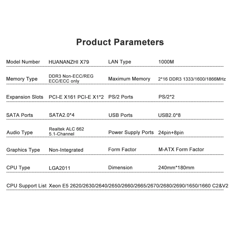 X79M Pro Материнская плата для Intel Lga 2011 E5 2640 2650 2660 2680 Ddr3 1333/1600/1866 МГц 32 Гб M.2 Pci-E M-Atx материнская плата