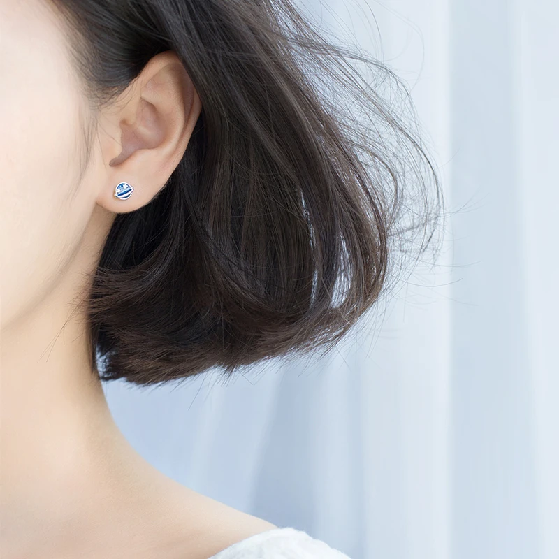 MloveAcc Hot Sale 925 Sterling Silver Trendy Blue Space Star Elegant Stud Earrings for Women Girls Authentic Silver Jewelry - Image 3
