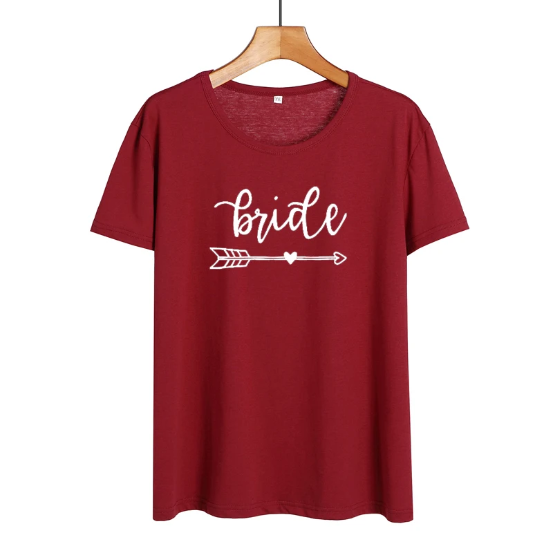 

2019 New Fashion Women T-shirt Bride Party Tshirt Funny Saying Black White Letters T Shirt Hipster Wedding Engagement Gift