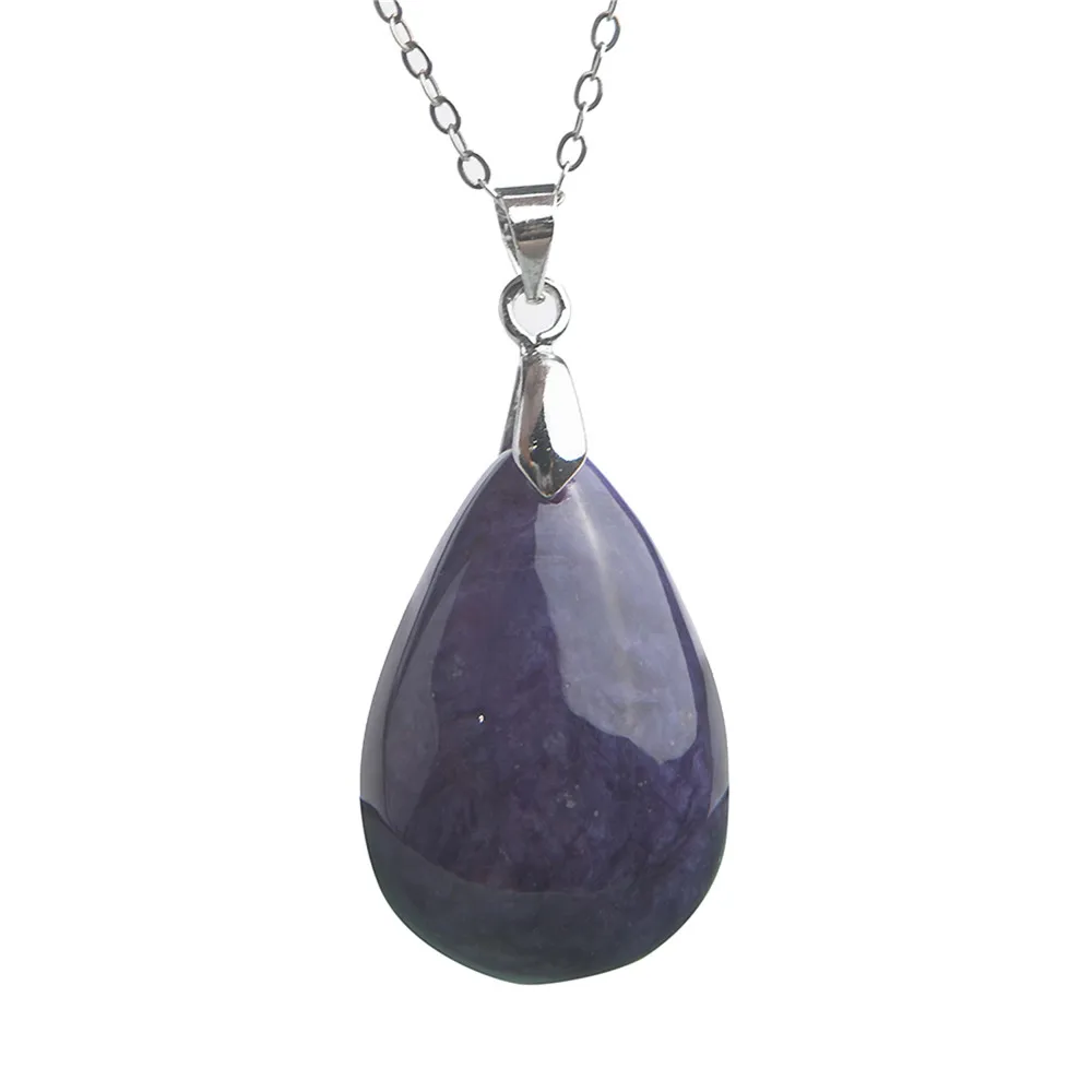

Natural Charoite Healing Crystal Pendant Genuine Water Drop Gem Beads Charm Pendants Women Female Jewelry Necklace 27x18x9mm
