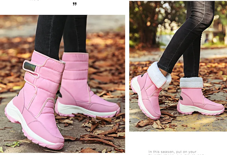 2019 Winter women snow boots women warm push ankle boots female high wedge waterproof Boots rubber hiking boots shoes (15)