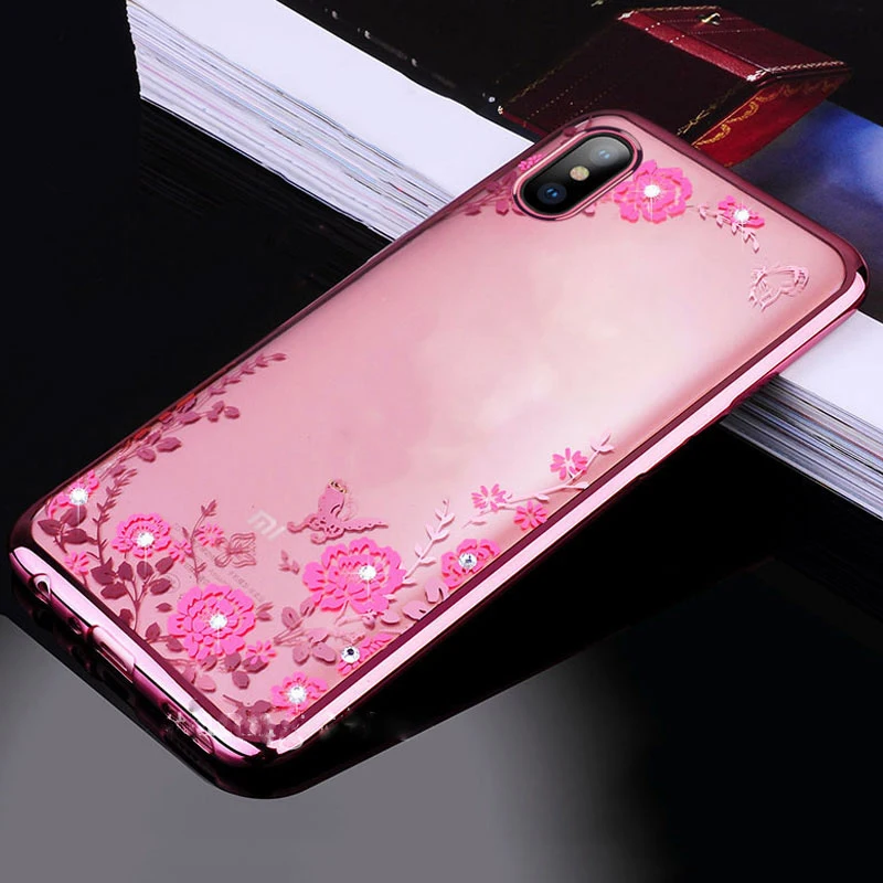 Мягкий чехол из ТПУ со стразами для Samsung Galaxy A7 2018 с силиконовым покрытием защитный