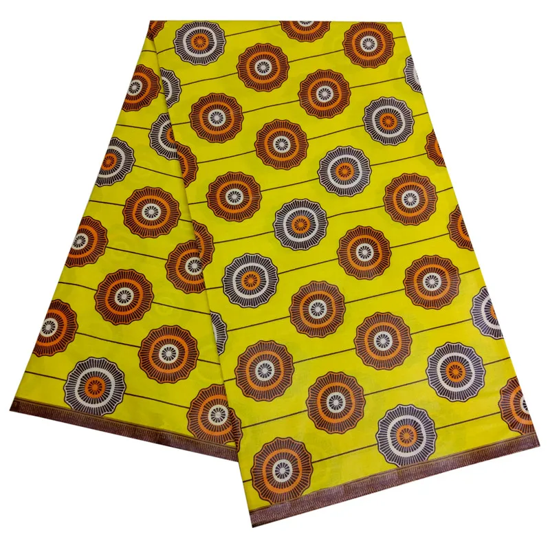 

Yellow prints wax fabric guarantee dutch real wax 6 yards/pcs 100% cotton ankara Nigerian wax for women clothes sewing F93-19