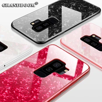 

500pcs Tempered Glass Bling Conch Shell Case For Samsung Galaxy S9 8 Plus Note 8 Soft TPU Silicone Frame Hard Back Luxury Cover