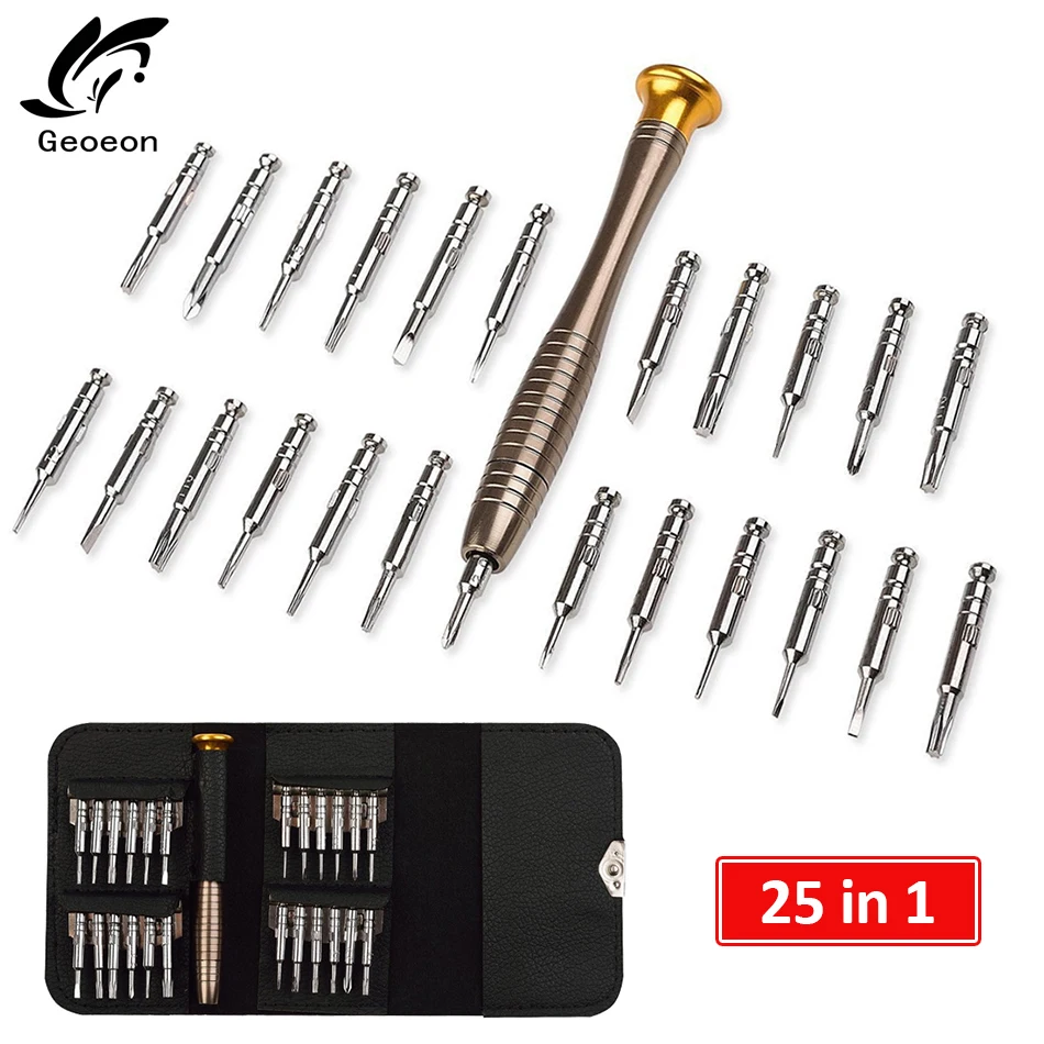 Geoeon chave de fenda conjunto 25 em 1 torx eletrônico chave de fenda abertura ferramentas reparo kit para tablet pc iphone multitul ferramentas d11