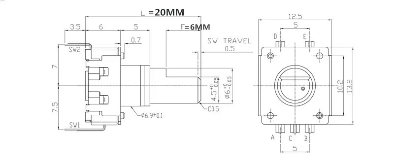 5 шт. 360 градусов Поворотный энкодер EC12 RE12 аудио энкодер кодирование 5Pin 24 положения с кнопочным переключателем длина ручки 15 мм