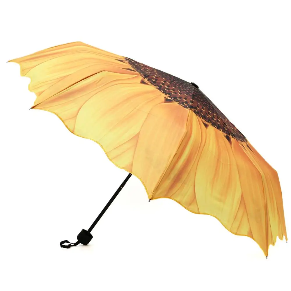 

2019 Original 3D Sunflower Umbrella Women 24cm Three Folding Windproof Wasterproof Anti UV Parasol Sunny Rainy Women's Umbrella