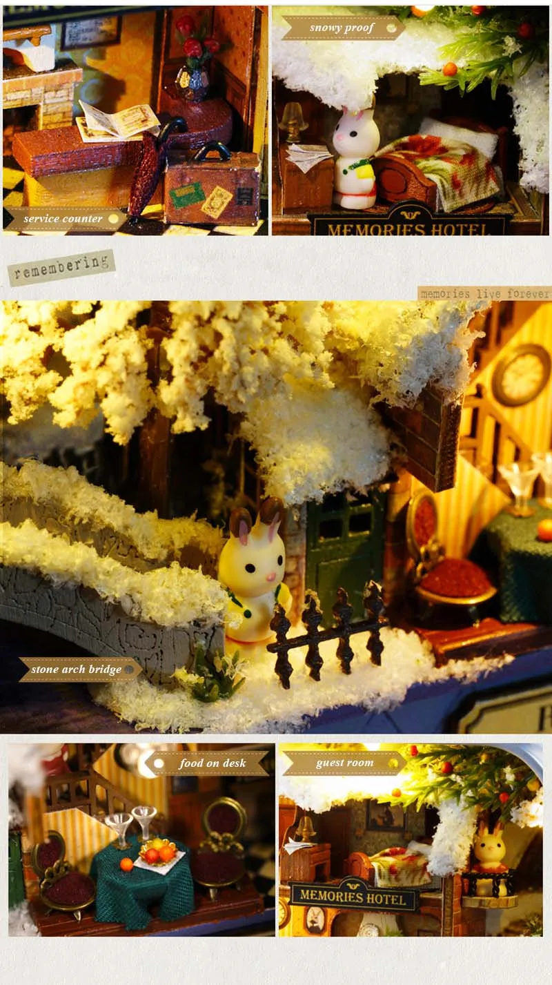 Roam Around in Winter 3D Wooden DIY Handmade Box Theatre Dollhouse Miniature Box Cute Mini Doll House Assemble Kits Gift Toys (5)