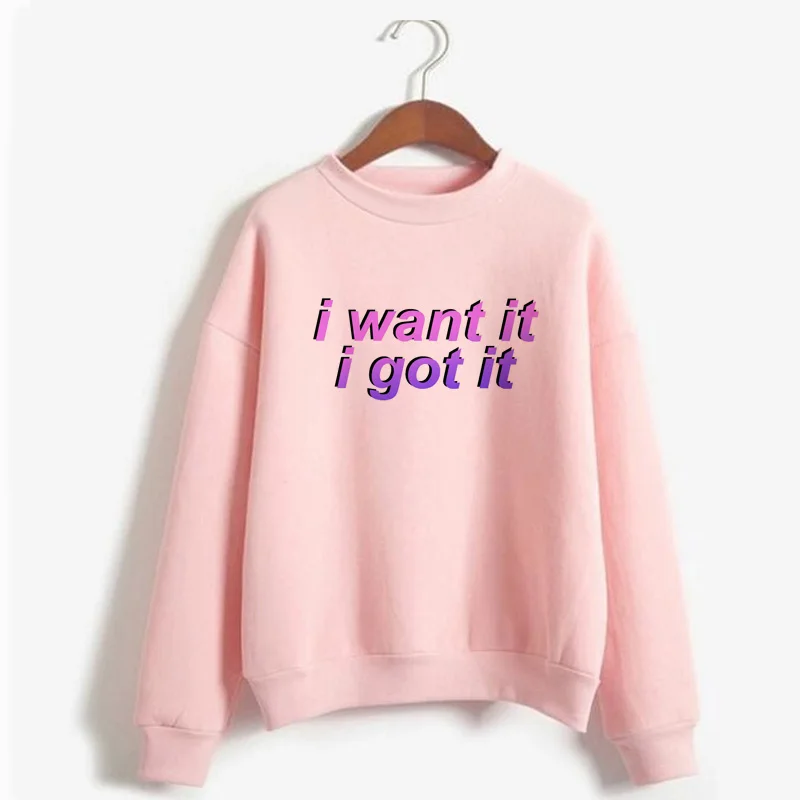 

I See It I Like It I Want It I Got It Crewneck Sweatshirt Women Ariana Grande Hoodies Harajuku Music Thank You Next Womens Hoody