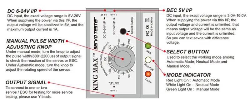 KING MAX KM8008 Servo Tester 5V To 24V