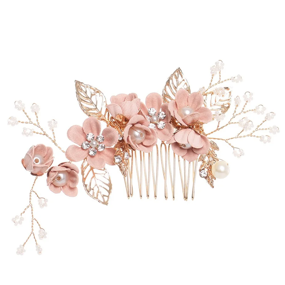 

2019 New Luxury Blue Flower Hair Combs Headdress Prom Bridal Wedding Hair Accessories Gold Color Leaves Hair Jewelry Hair Pins