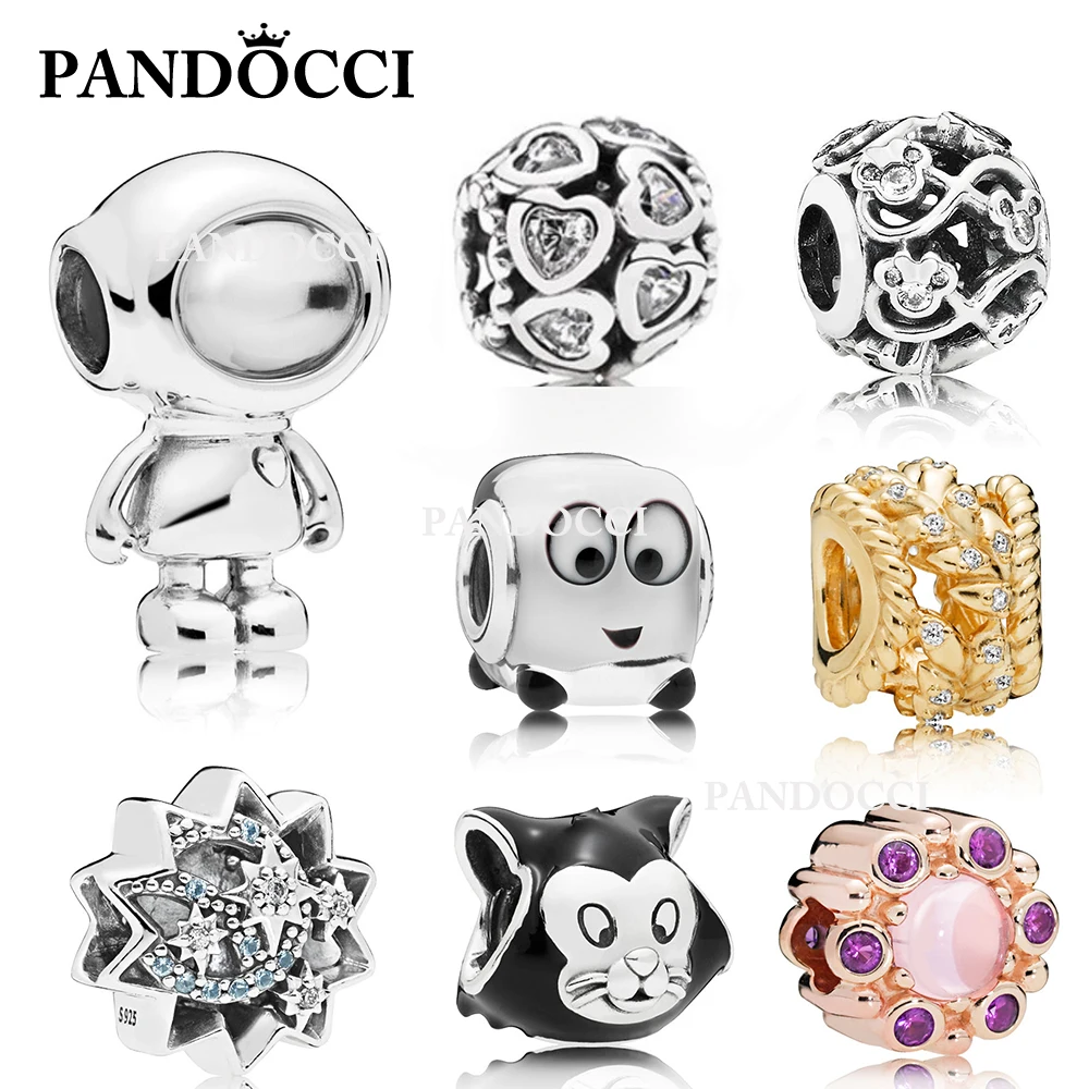 

PANDOCCI 100% 925 Sterling Silver SHINE DAZZLING GRAIN SWIRLS CHARM ROSE HERALDIC RADIANCE CHARM CAT CHARM Cosmo Astronaut Charm