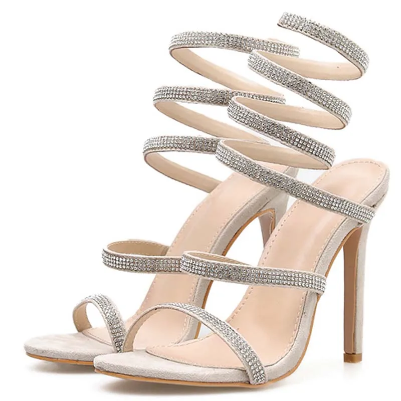 

Women Summer Sandals 2019 New Ankle Strap High Heels Platform Crystal Design Sexy Party Shoes For Women Size 35-40