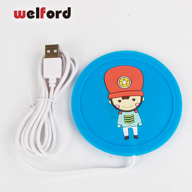 

New Cartoon soldier Design Silicone USB Coaster Cup Heating Coffee Tea Drink Warmer Pad Mat High Quality device Office