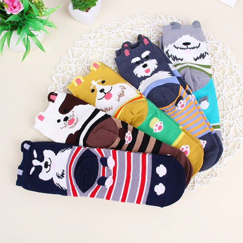 Harajuku мультфильм носки для девочек леди в полоску однотонные хлопковые женщин
