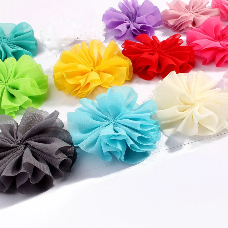 30pcs 6.5cm Artificial Chiffon Flowers For Headbands Hair Accessories