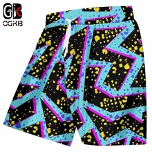 OGKB летние пляжные шорты новые Harajuku мужские крутые принт синий вспышка света 3D доска Merduma шорты мужские Бодибилдинг повседневные шорты