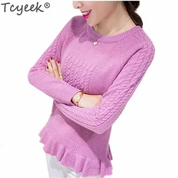 

Tcyeek Woman Sweater Pullovers Long Sleeve 2019 Fashion Knitting Sweaters Female Casual Autumn Clothes Bottom Pullover LWL562